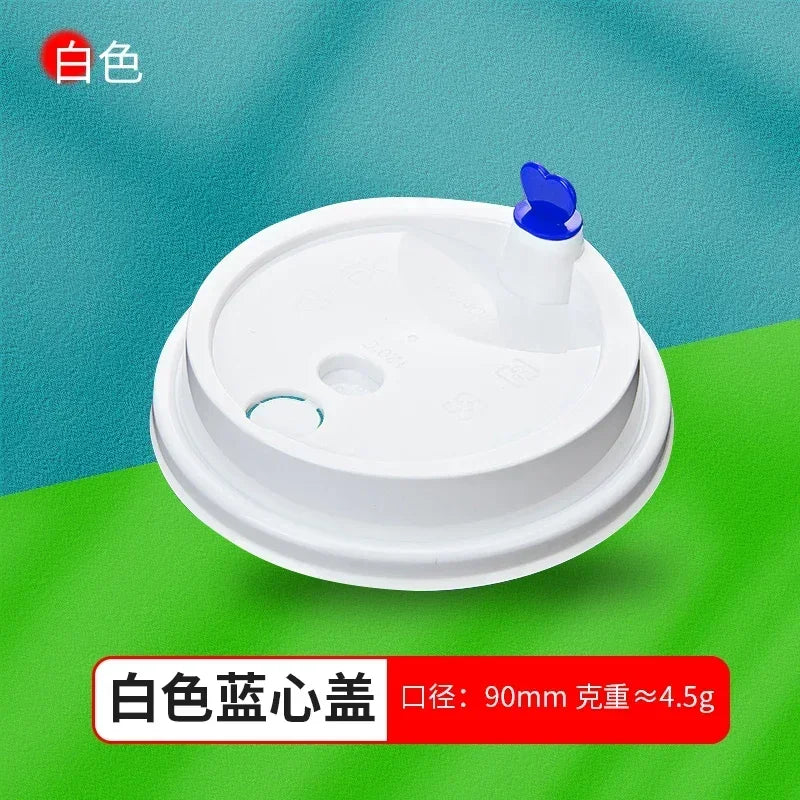 50pcs 90mm Caliber Injection Molded Leak Proof Cup Lids One Time Packaged Milk Tea Coffee Cup Lid Thickened One-piece Cover