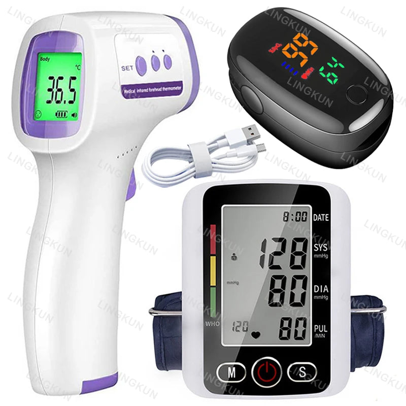 Digital Arm Blood Pressure Test Kit Cuff Sensor Monitor BP Automatic Pressure Tonometer Tensiometer Heart Rate Pulse Meter