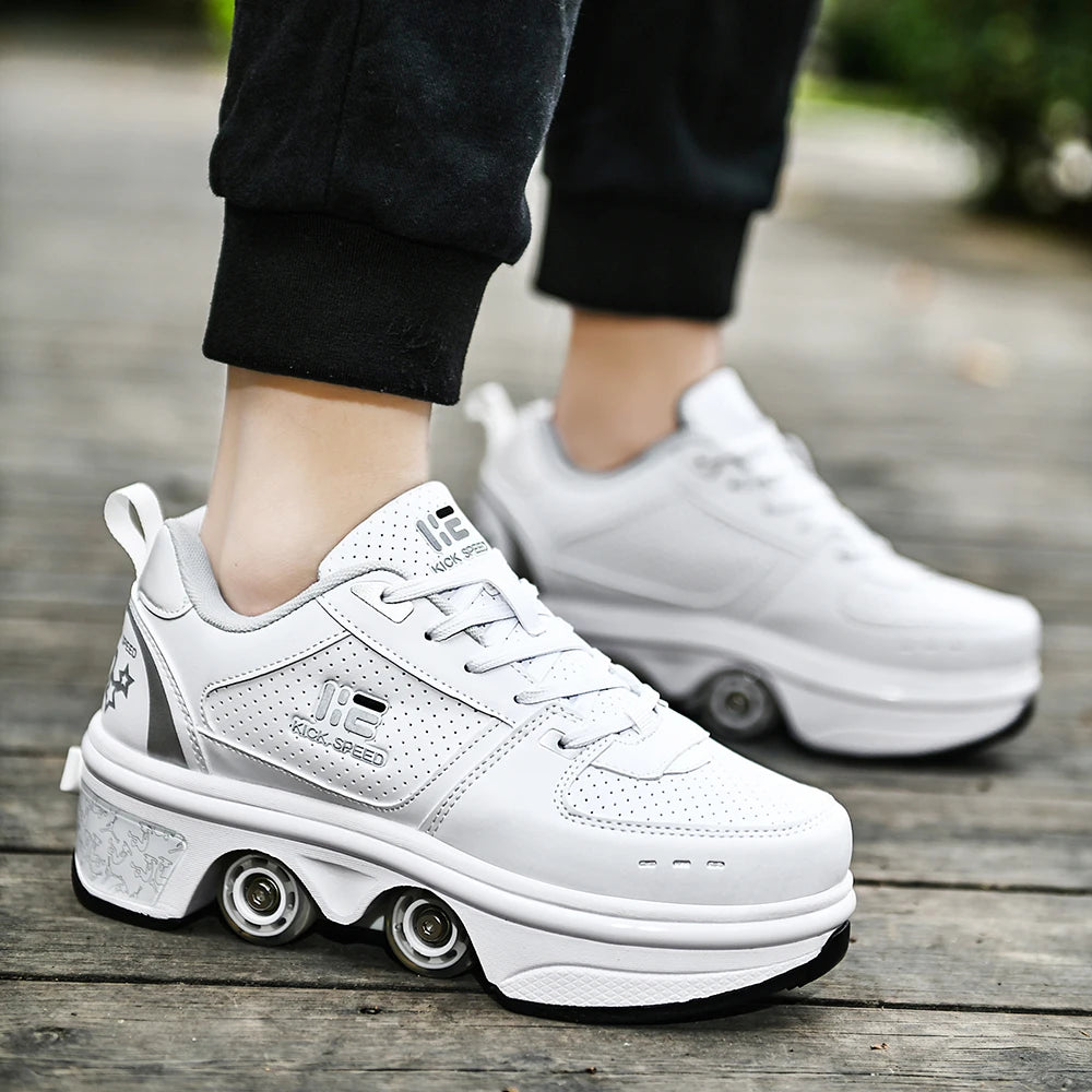 Roller Skates Running Sneakers Women's Roller Skates Adult Children Unisex Roller Skates Transformer Parkour Shoes 4 Wheels