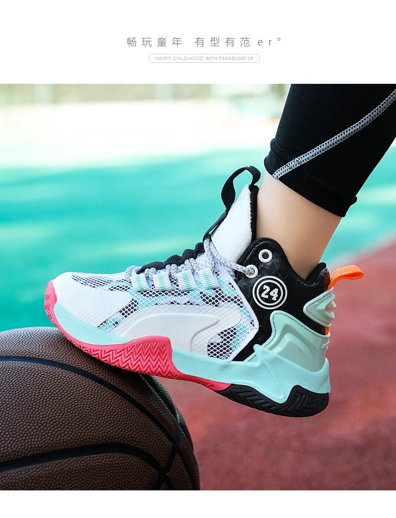 New Kids Basketball Shoes Boys Original Professional Men Field Breathable Gym Cushion Women Basketball Boots Tennis Sports Shoes