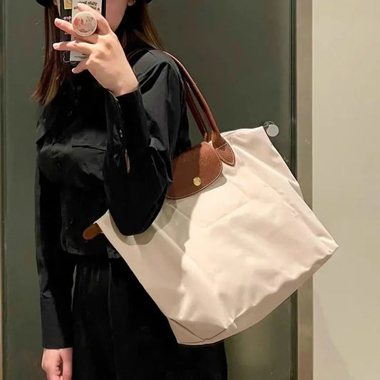 AMAZONY 2024 Women's Luxury Classic Foldable Bag Waterproof Nylon Embroidered Bag Fashion Shoulder Bag Handbag