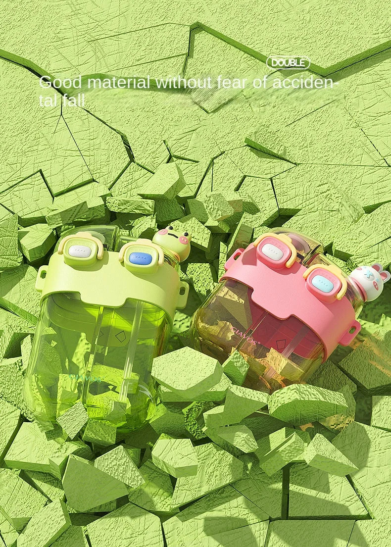 GIAVOS Large Capacity Portable Plastic Cup High Appearance Level Split Storage Cup Children's Water Cup Students with Straw Cup