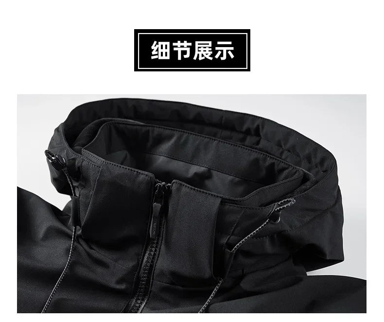 Winter Men Thick Warm Waterproof Parkas Jackets Hat Detachable Men Wool Liner Fleece Coats Male Parka Plus Size Winter Jacket
