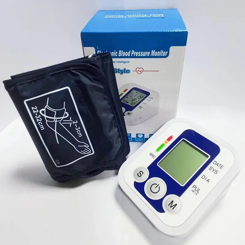 Digital Arm Blood Pressure Test Kit Cuff Sensor Monitor BP Automatic Pressure Tonometer Tensiometer Heart Rate Pulse Meter