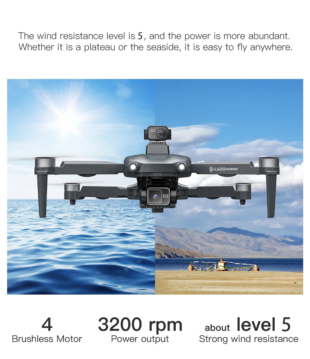 Big Sales now L600 PRO MAX GPS Drone Professional 4K 3-Axis PTZ HD Dual Camera Obstacle Avoidance Brushless Motor 5G WIFI RC Quadcopter Toys