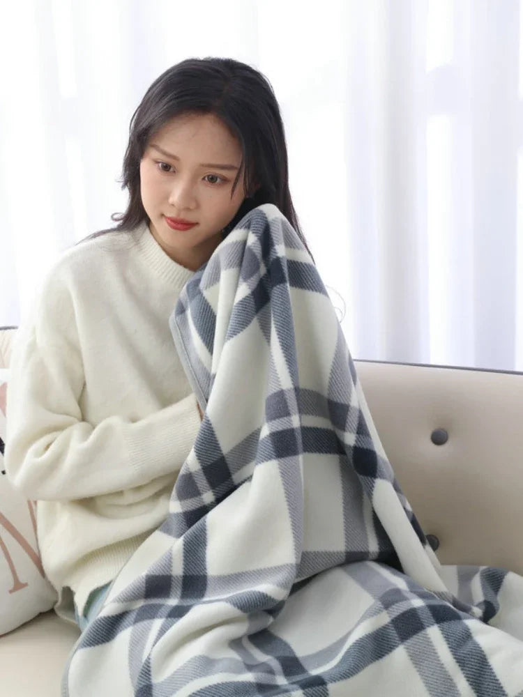 New 2024 Home Decor Wearable Warm Plaid Thin Blanket Fleece Blankets with Button Thicken Winter Warm Throw Blankets for Beds Sofa