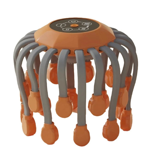 20Massage Heads Scalp Head Massager Red Light Therapy Vibrator Octopus Scratcher For Relaxation Stress Easy To Use (Orange)