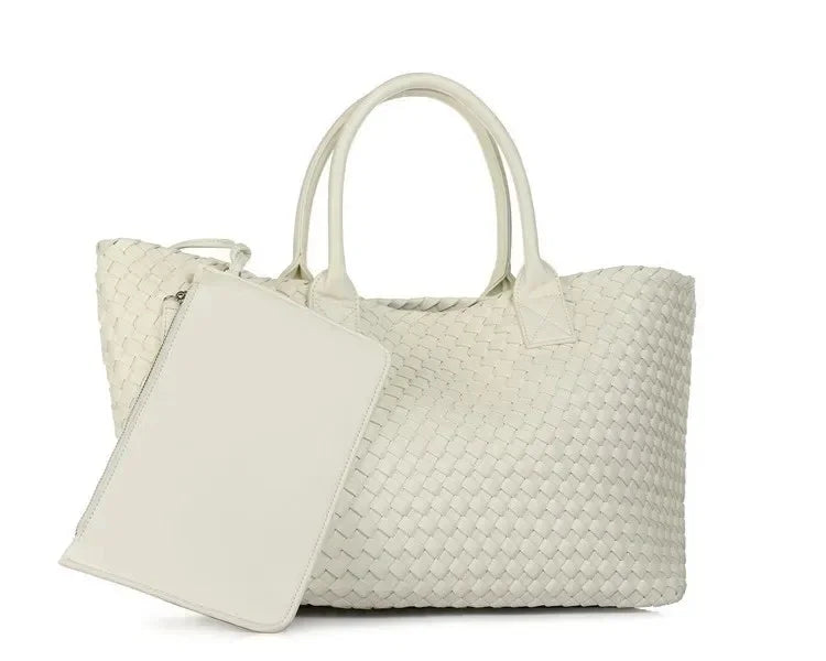 Luxury Woven Tote Women's Handbags Designer Large Shoulder Bags for Women 2025 Fashion PU Shopper Purses Composited Bags Clutch