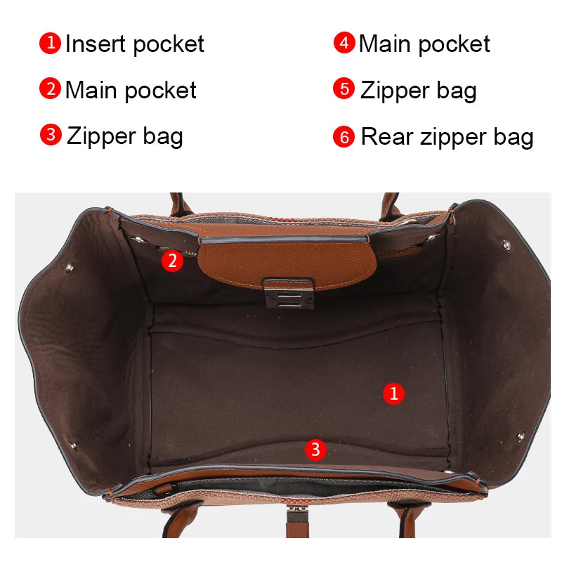 New 2024-2025 Checkered women's handbag 2024 fashionable canvas genuine leather bag large capacity multifunctional cowhide wing bag