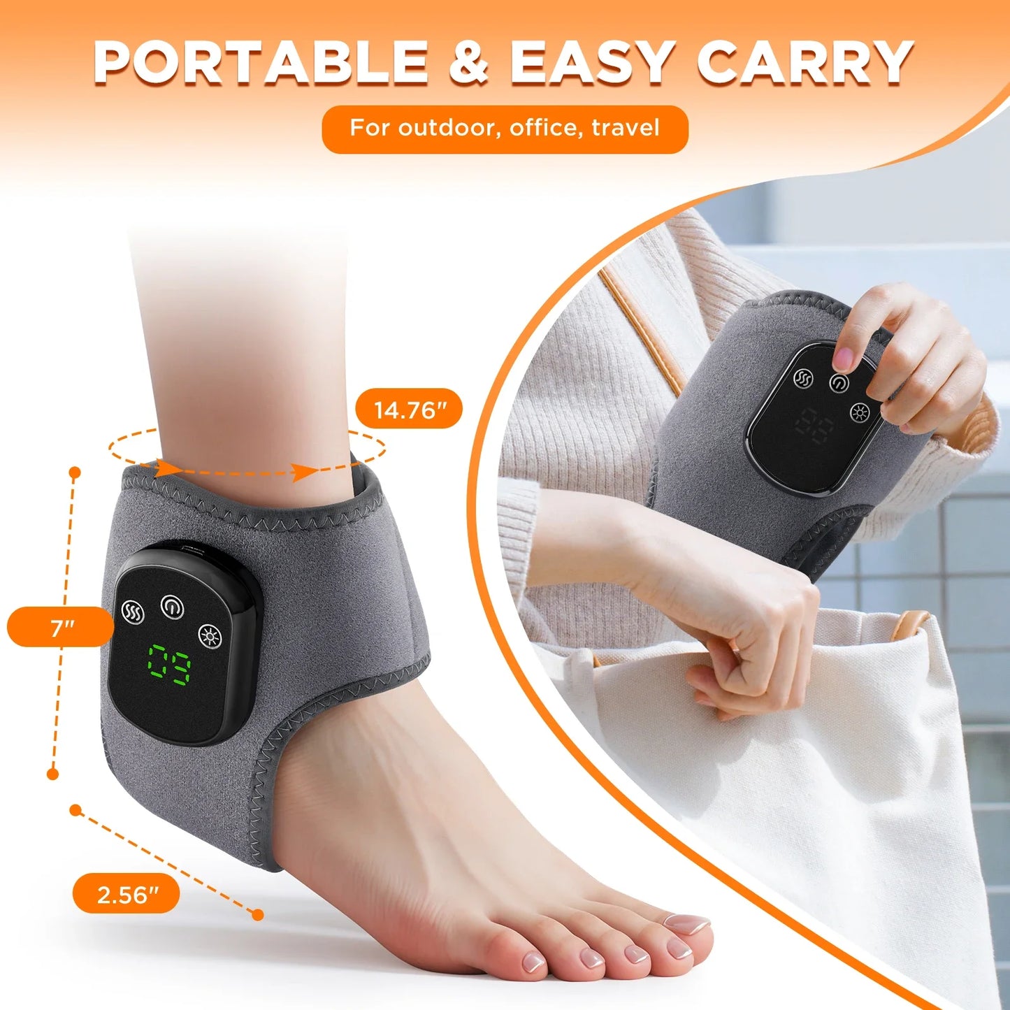 Heating Ankle Massage Belt Electric Hot Compress Vibration Massage Hand Wrist & Foot Ankle Guard Band Carpal Wrap Support Brace