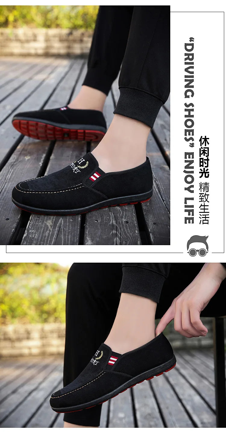 Fashion Slip-on Men's Canvas Shoes Breathable Lightweight Comfortable Men Shoes Summer Men's Casual Shoes Lazy Flat Shoes