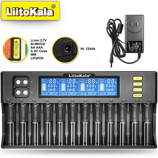 Liitokala Lii-202 18650 1.2V 3.7V 3.2V AA/AAA 26650 10440 16340 21700 20700 14500 18490 NiMH Lithium Battery Smart Charger