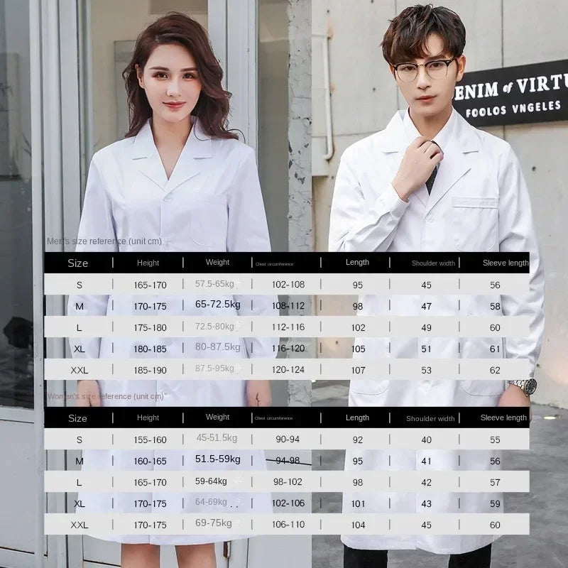 Nurse Overalls White Coat Female Long-sleeved Doctor's Uniform Short-sleeved Doctor Lab Coat Laboratory College Chemistry