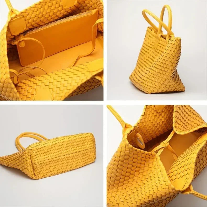 Luxury Woven Tote Women's Handbags Designer Large Shoulder Bags for Women 2025 Fashion PU Shopper Purses Composited Bags Clutch