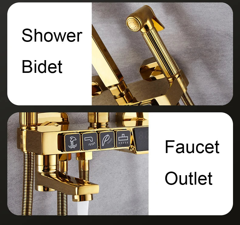 New 2024-2025 Chrome Digital Bathroom Shower System for Bathroom Accessories Brass Bathroom Mixer Faucet Thermostatic Digital Shower Set Plus FREE SHIPPING