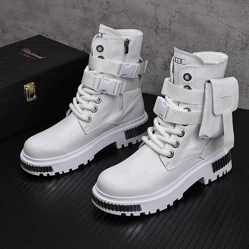 TINTINOS New Arrival High Quality Hot Sale Men Fashion Casual Popular Ankle Boots Autumn Winter Luxury Youth Tredning Metal Warm Snakers