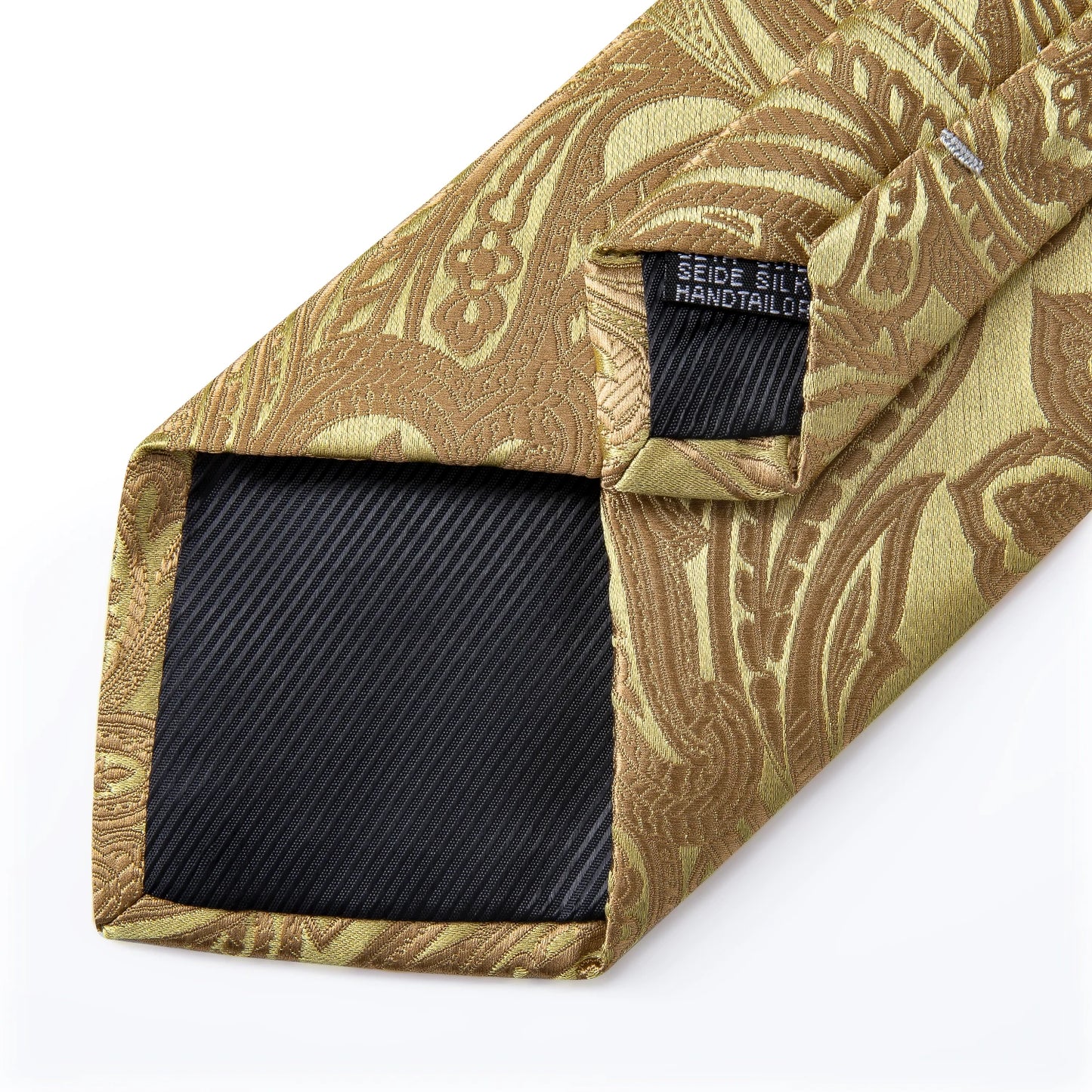 Brand New 2025 Mens Tie 100% Silk Classic Jacquard Woven 8cm Gold Yellow Formal Business Wedding Neck Tie Pocket Square Set Suit Cravat