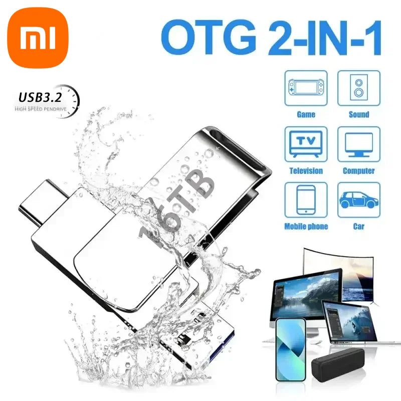 Xiaomi 16TB Flash Drive Usb 3.2 Super High Speed Metal Transfer U Disk Pen Drive Waterproof Type C Disk SSD USB Drive Disk WHEN YOU BUY ONE WE WILL OFFER YOU A FREE LAPTOP STAND GIFT ORDER NOW BEFORE THIS PROMOTION END
