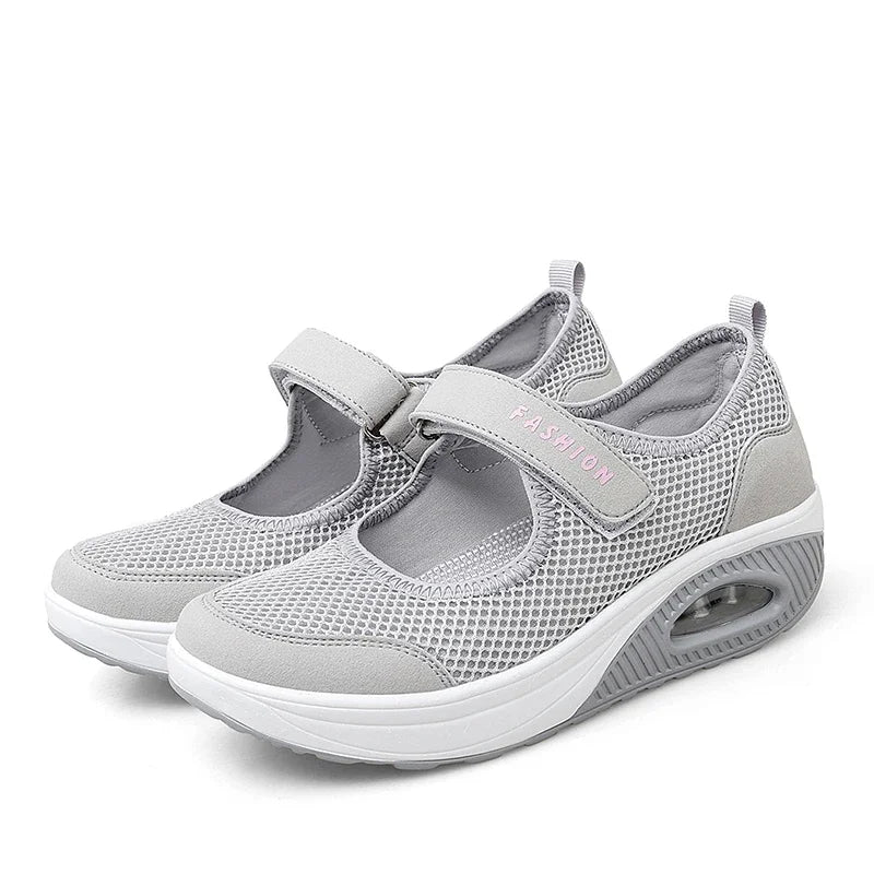 Women Tennis Shoes New Hook Loop Air Cushion Shoe Non-slip Sole Breathable Female Casual Increase Footwear Outdoor Walk Sneakers