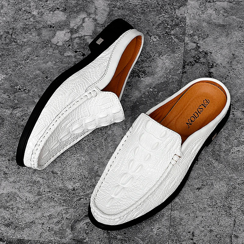 TINTINOS NEW 2024 Black Half Shoes for Men Leather Shoes Men Mules Casual Shoes Men Fashion Social Big Size Mocassin Elegantes Walking Shoes
