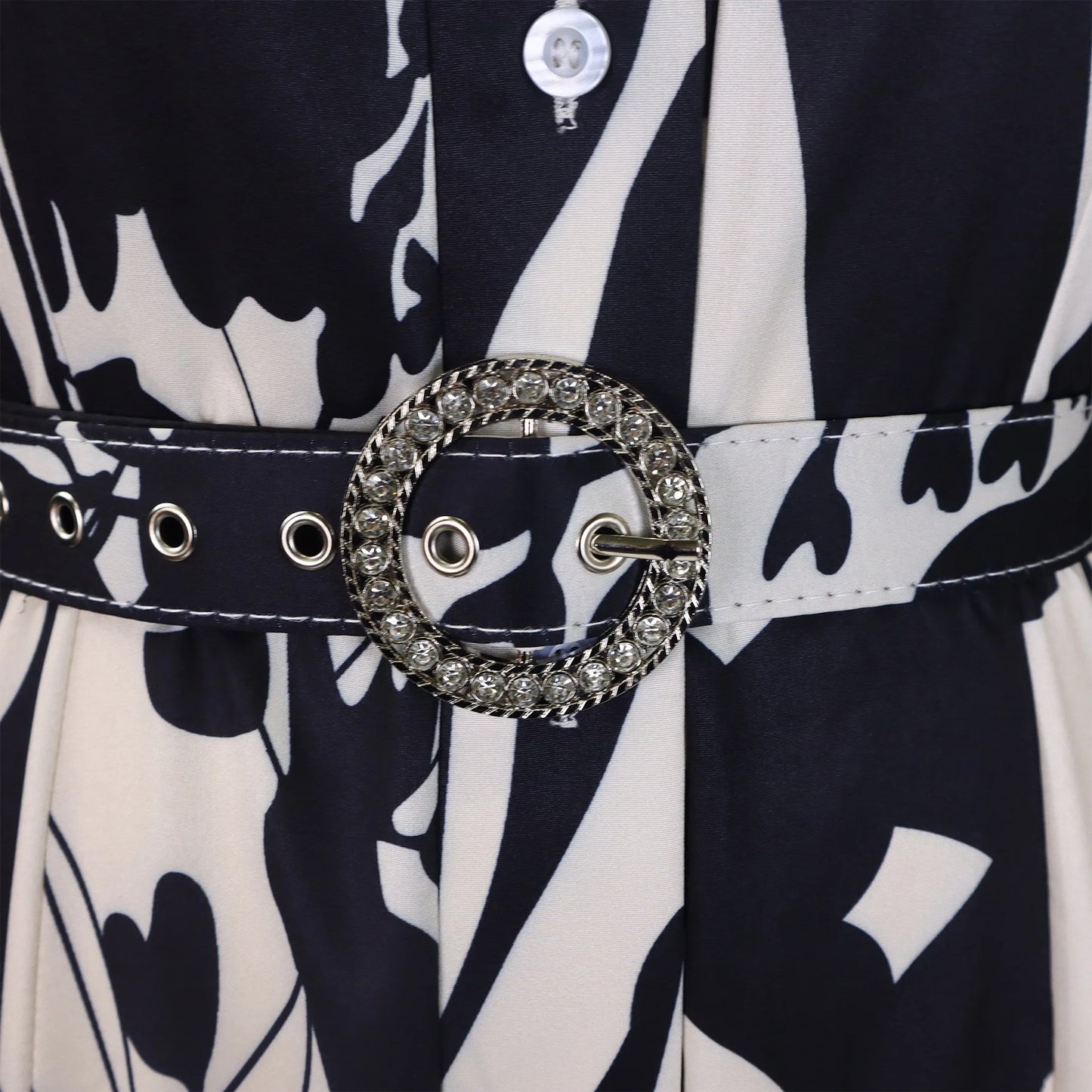 Brand New collections 2024-2025 Elegant Shirts Dresses for Women Printed Turn Down Collar Full Sleeve Belt Waisted Asymmetric Fashion Ladies Birthday Vestidos