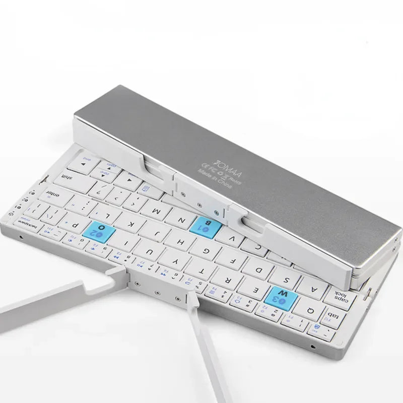 Our New 2025 collection  Foldable Bluetooth Keyboard Rechargeable Keyboard Mini Folding Wireless Keyboard Aluminum Keypad With Stand For Phone