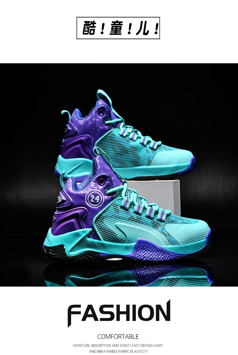 New Kids Basketball Shoes Boys Original Professional Men Field Breathable Gym Cushion Women Basketball Boots Tennis Sports Shoes