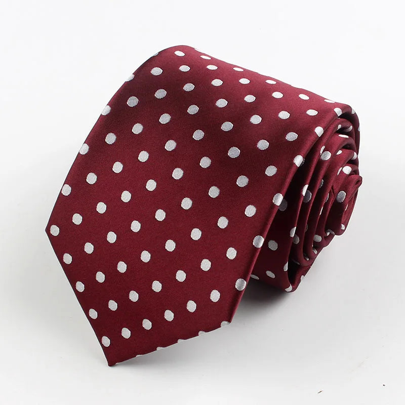 Brand New 2025 Fashion Dot Tie For Mens 8CM Necktie Business Formal Polka Dot Necktie Wedding Gift Orange Blue Red Tie Accessories Gravatas