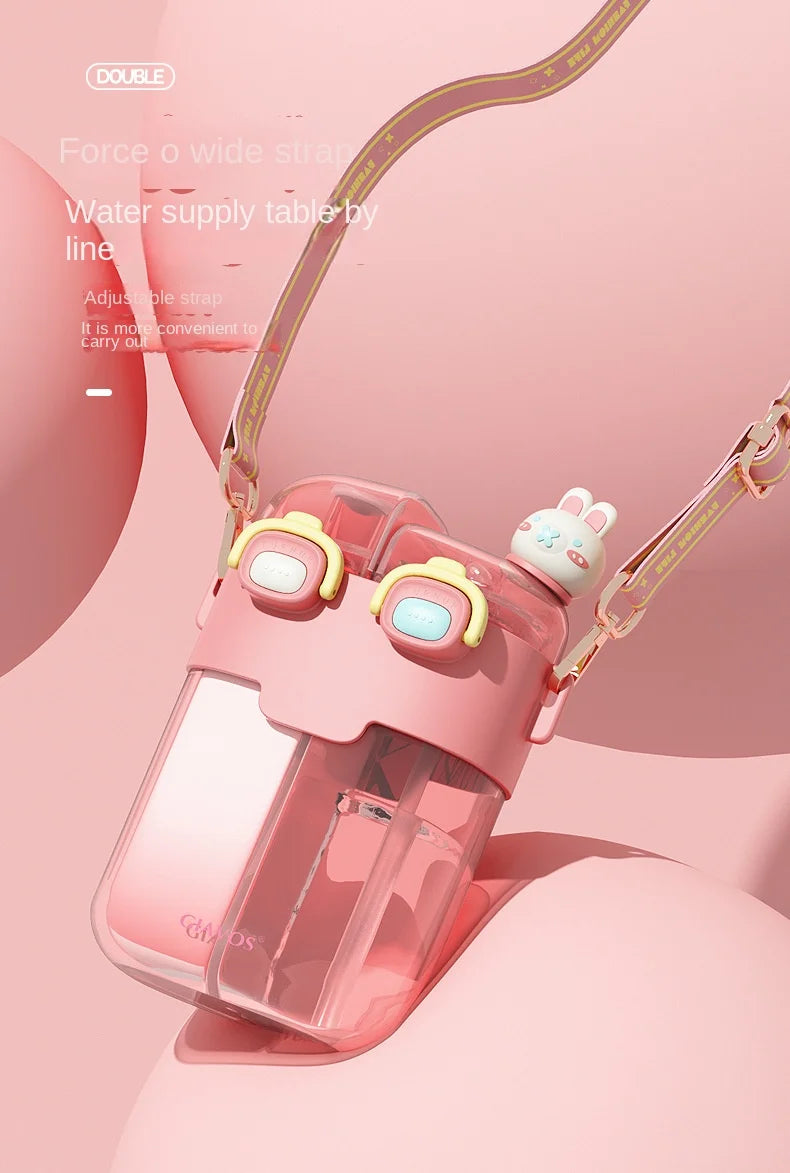 GIAVOS Large Capacity Portable Plastic Cup High Appearance Level Split Storage Cup Children's Water Cup Students with Straw Cup