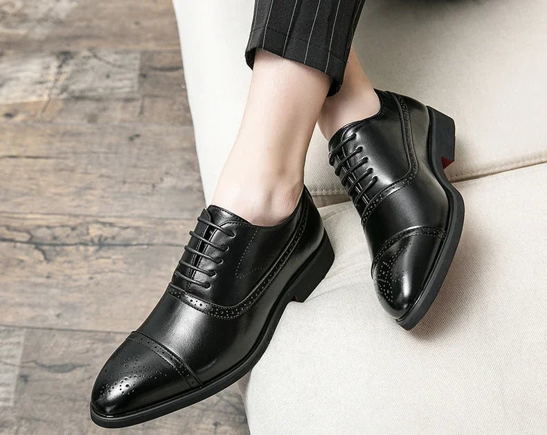 Our New Collections 2024-2025 Men's Formal  Shoes Red Sole Fashion Business Casual Party Banquet Daily Retro Carved Lace-up Brogue Dress Wedding Shoes Size 48