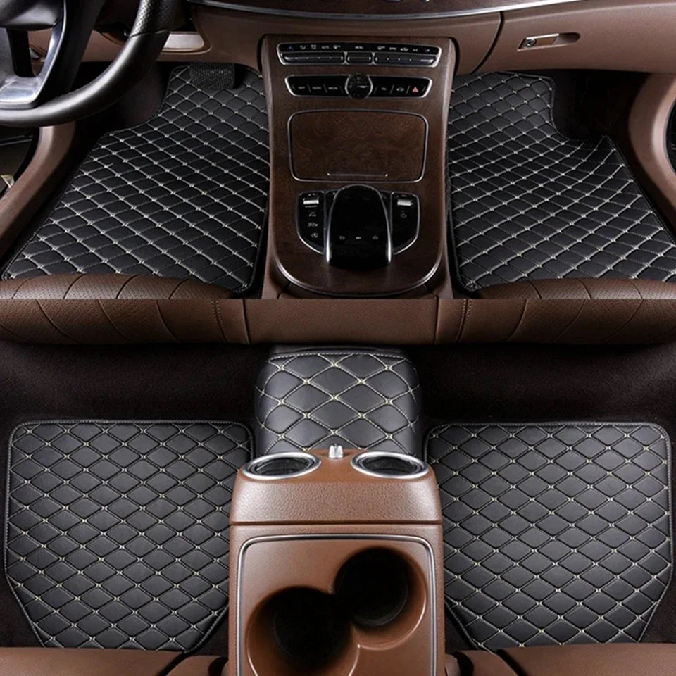 5PCS Universal Car Floor Mats PU Leather Waterproof Auto Foot Pad Protector Carpet Front and Rear Mats Set Auto Accessories