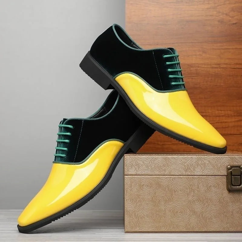 yellow blue red black oxford shoes man eleganti patent leather formal shoes man designer casual business wedding shoes for man