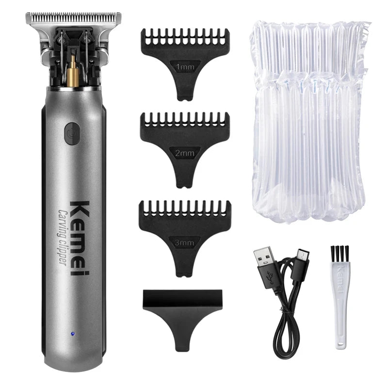 Kemei Mini Clippers Men's Beard Trimmer Zero Gapped T-Blade Hair Cutting Machine Cordless Professional clippers KM-1757