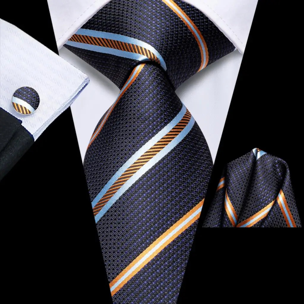 Our Brand  2025 Hi Tie Striped Sage Green Mens Fashion Necktie Handkerchief Cufflinks for Tuxedo Accessory Classic Silk Luxury Tie for Man Gift