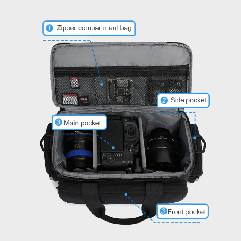AMAZONY New 2024 Camera Bag Travel Camera Shoulder Bag Water-resistant Shock-proof for Mirrorless Camera w/ Removable Dividers And Shoulder Strap