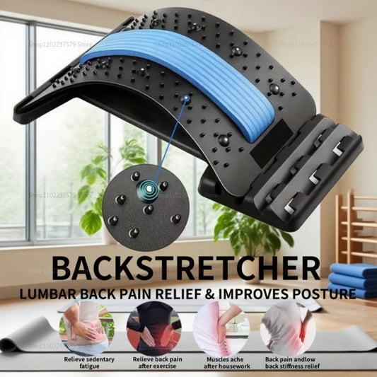 Lumbar Back Stretcher Multi-Level Adjustable Massager Waist Neck Fitness Lumbar Cervical Spine Cervical Spine Support Massager