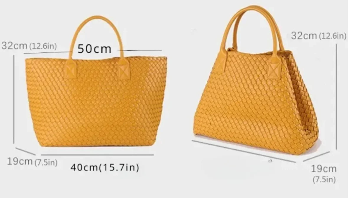 Luxury Woven Tote Women's Handbags Designer Large Shoulder Bags for Women 2025 Fashion PU Shopper Purses Composited Bags Clutch