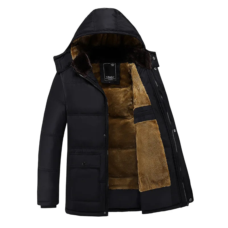 Parka Men Coats 2025 Winter Jacket Men Thicken Hooded Waterproof Outwear Warm Coat Casual Mens Jackets Overcoat Fur Thicking