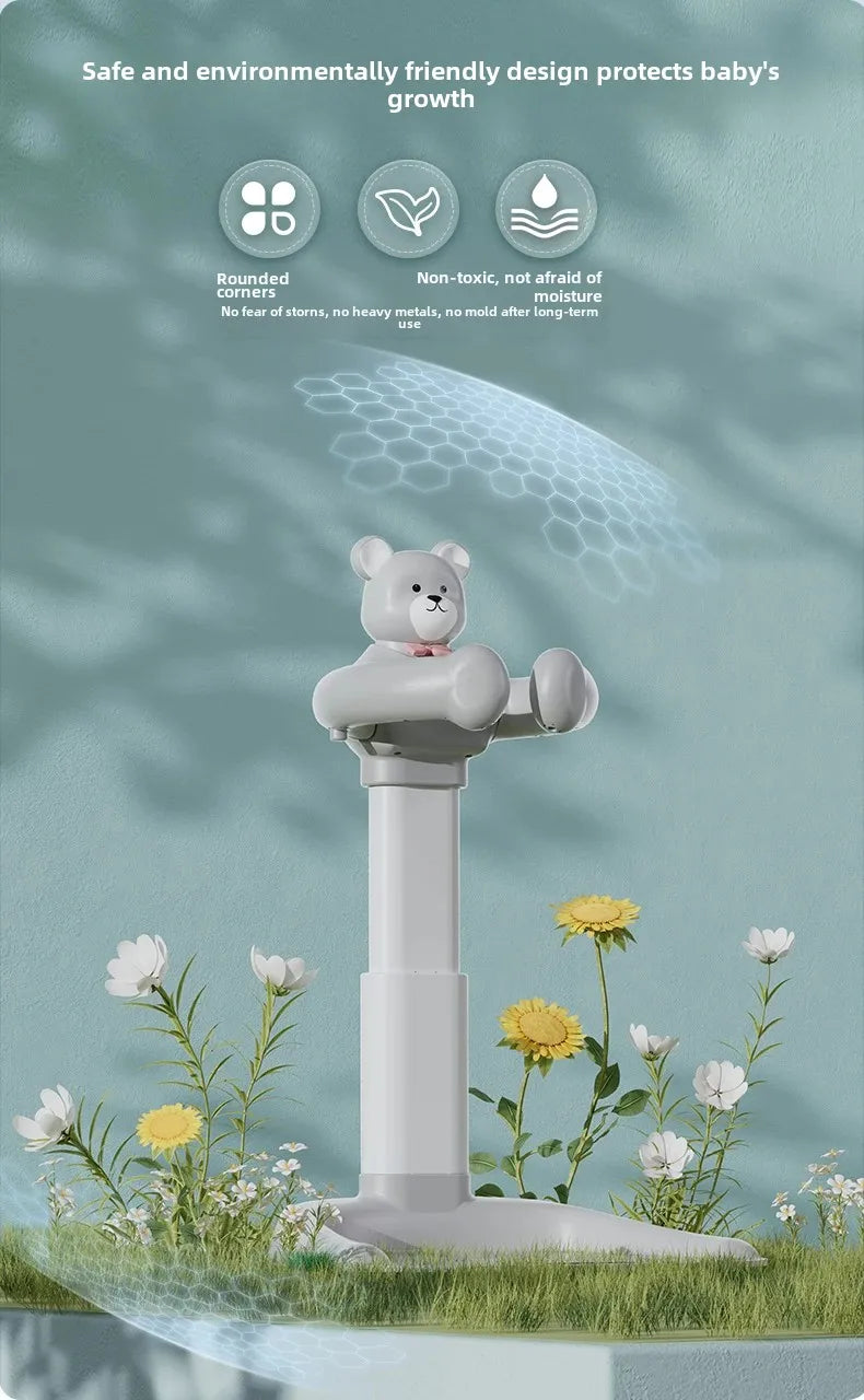 Cartoon Bear Baby Bathtub with Stand, Children's Baby Standing Bath, Baby Rinse Butt Holder, Toddler Stand Bath Tub Showers