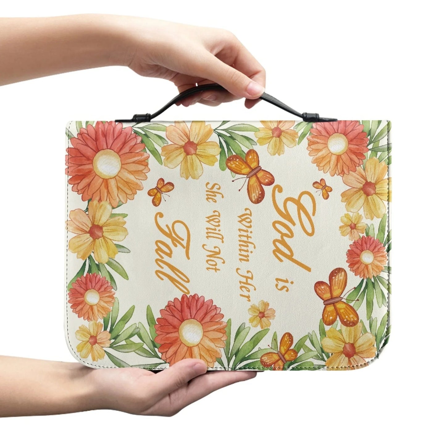 M Size Leather Cross Design Printed Book Bible Bag Student Travel Storage Bag One-handed Portable Storage Student Handbag