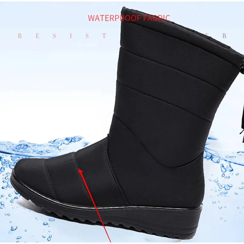 Winter Boots Women's Mid-Calf Snow Boots Women Shoes Wedges Keep Warm Fur Female Boot Shoes Chaussure Femme Botines Mujer 2024