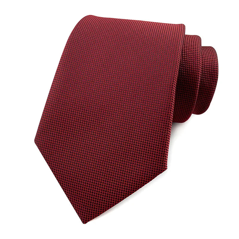 Luxury 8CM Mens Ties Necktie Red Color Stripes Ties For Man Groom Jacquard Woven Neck Tie For Business Wedding Party