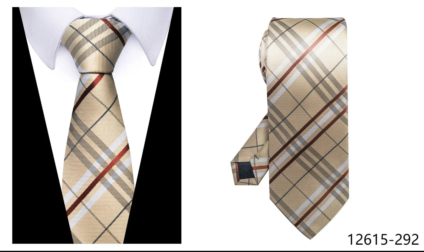 100% Silk Brand Tie Men High Grade Hot sale Woven Silk Gravatas Beige Suit Accessories Men Polka dot  Easter Day Necktie Cravate