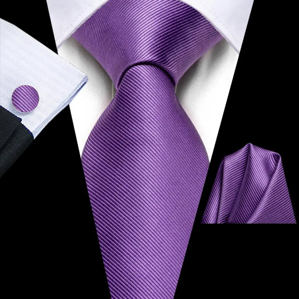 Hi-Tie Solid Green Orange Mens Fashion Necktie Handkerchief Cufflinks for Tuxedo Accessory Classic Silk Luxury Tie for Man Gift