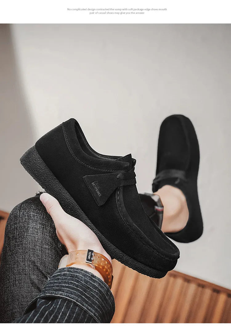 2025 New Suede Casual Shoes For Men Khaki Leather Loafers Slip-on Men's Shoes Lightweight Driving Shoes Men chaussure hommes