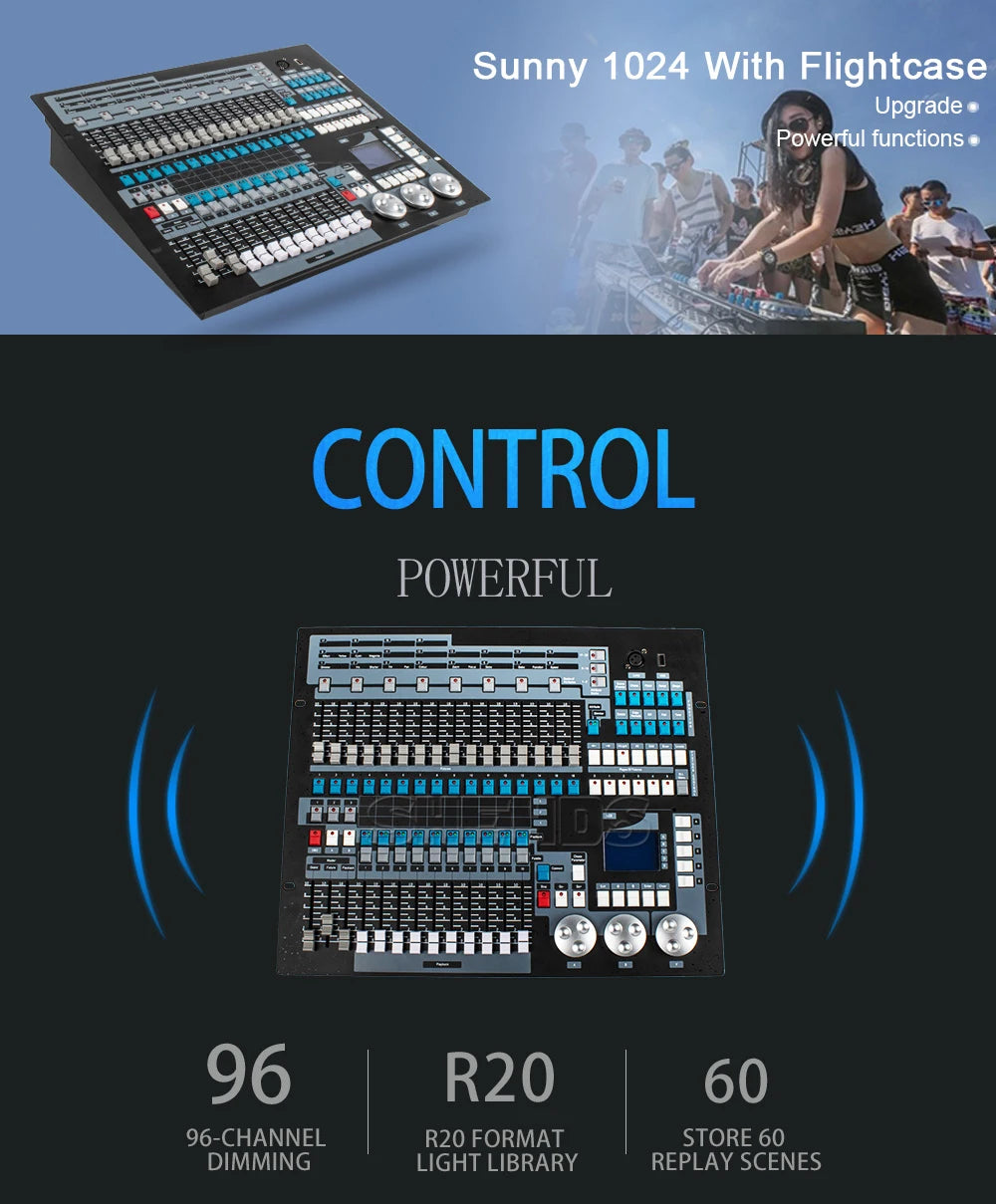 DMX Console 1024 Channels With Case For Professional Stage Lighting Control DJ Disco Nightclub Concert