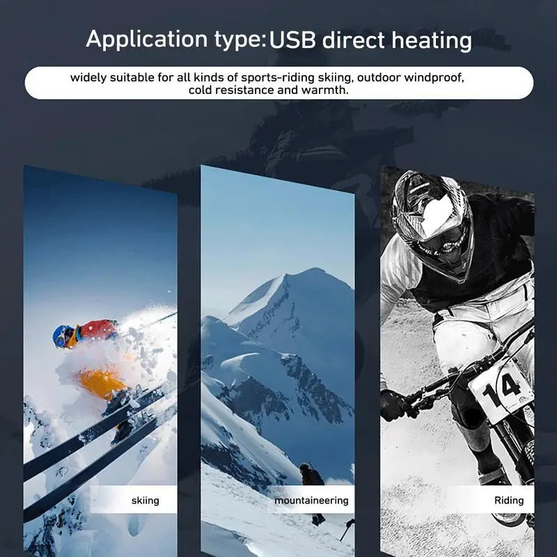 Heated Ski Gloves 1 Pair Rechargeable Fleece Thermal Gloves Cycling Accessories Hand Warmer For Motorcycling Running Riding