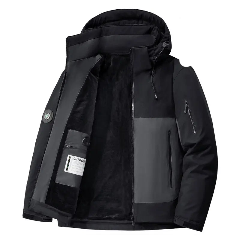 Winter Men Thick Warm Waterproof Parkas Jackets Hat Detachable Men Wool Liner Fleece Coats Male Parka Plus Size Winter Jacket