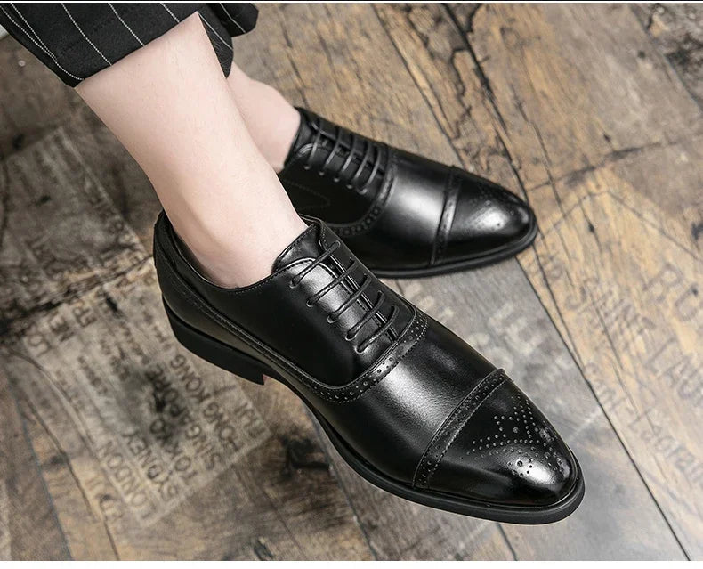 Our New Collections 2024-2025 Men's Formal  Shoes Red Sole Fashion Business Casual Party Banquet Daily Retro Carved Lace-up Brogue Dress Wedding Shoes Size 48