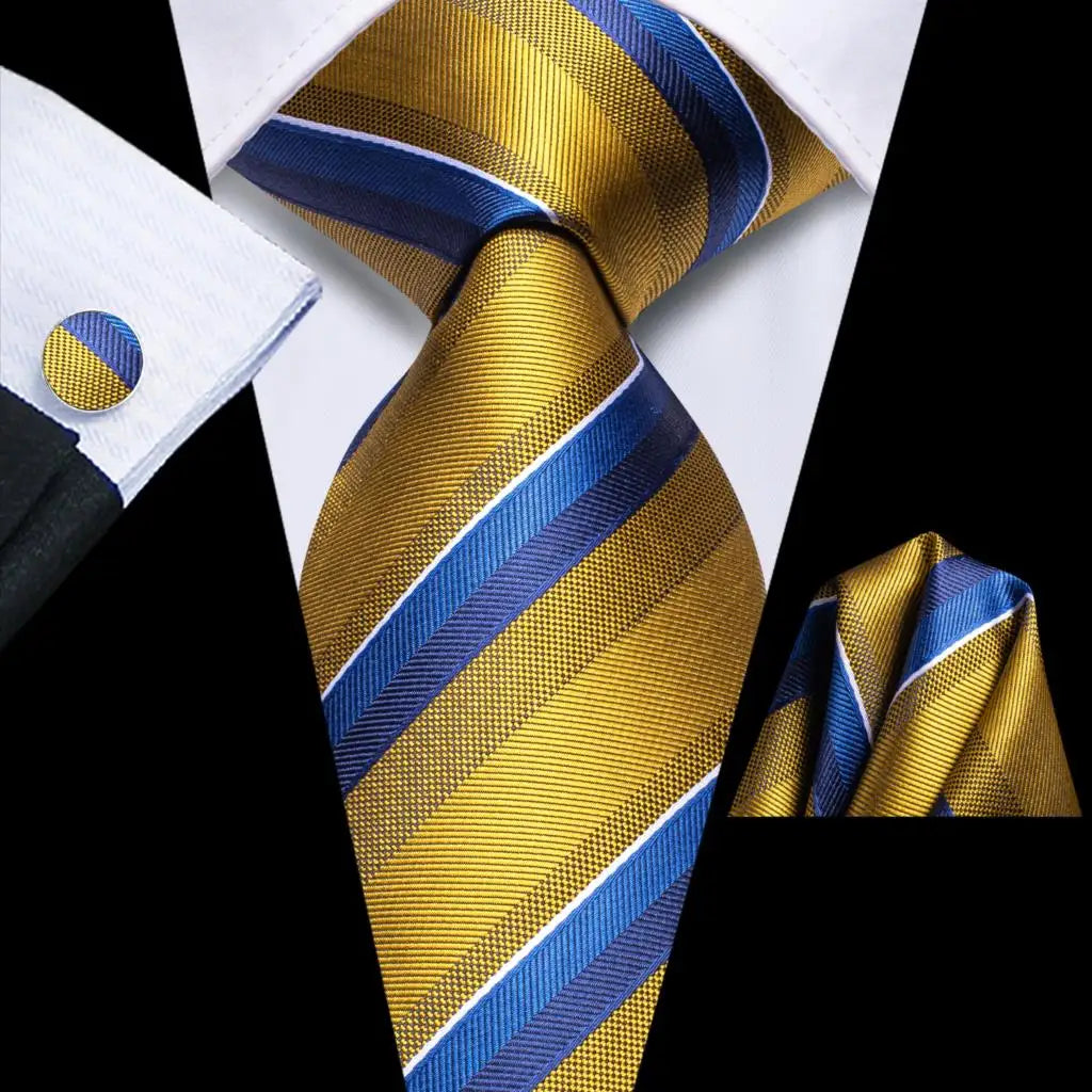 Our Brand  2025 Hi Tie Striped Sage Green Mens Fashion Necktie Handkerchief Cufflinks for Tuxedo Accessory Classic Silk Luxury Tie for Man Gift
